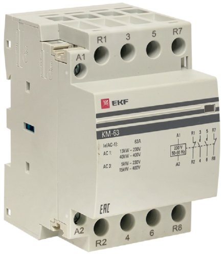 Контактор модульный EKF PROxima КМ 3п 2НО+2НЗ 63А 230В АС фото Контактор модульный EKF PROxima КМ 3п 2НО+2НЗ 63А 230В АС картинка